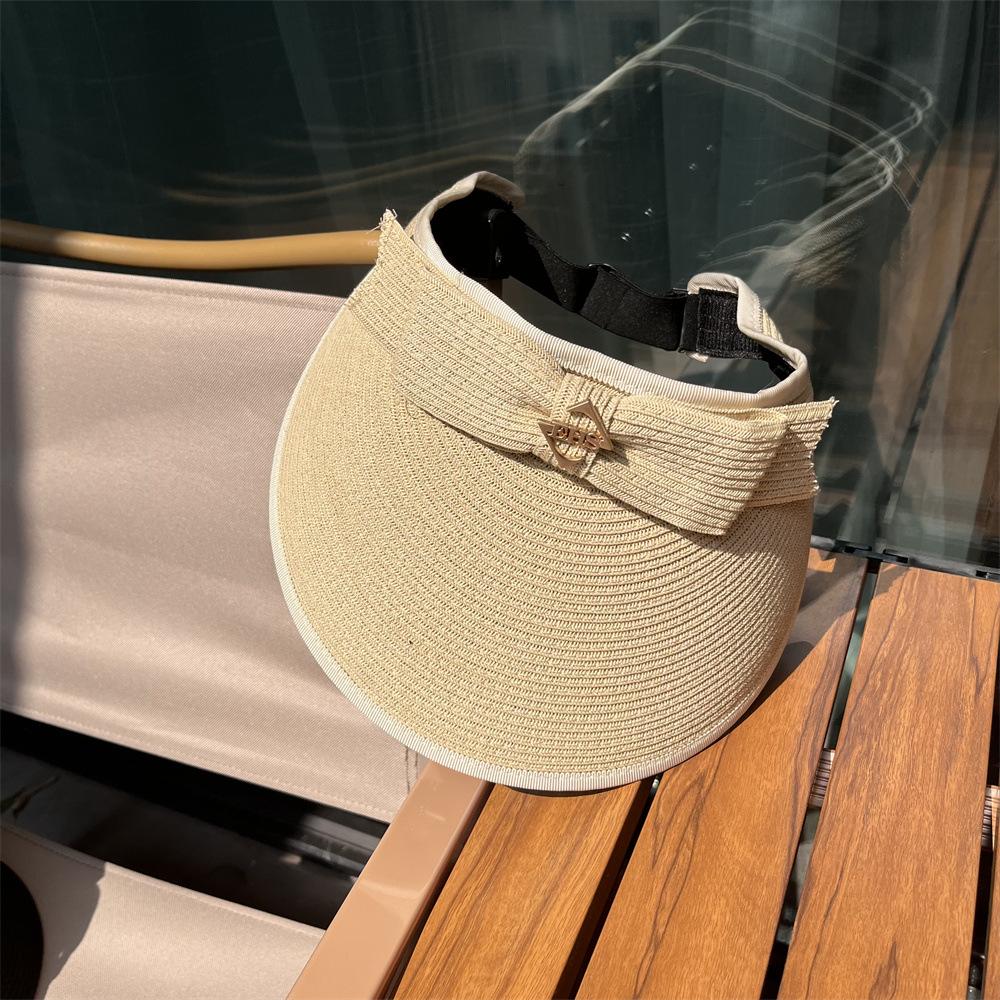 Empty Top Hat Women's Summer Sunscreen Face Covering Sun Hat UV Protection Bow Straw Hat Shell Hat Travel Cycling Hat