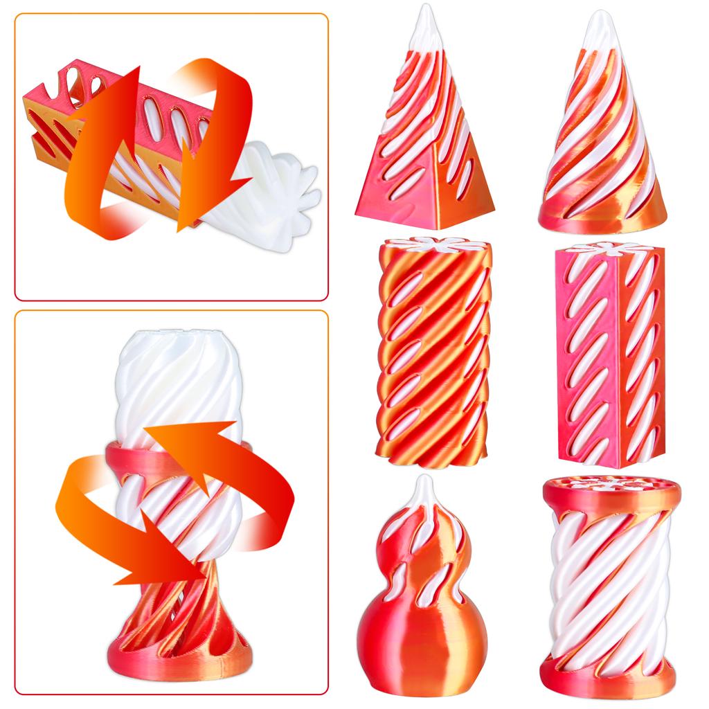 3D Printed Spiral Cone Toy, Impossible Pass Through Square Pillar Puzzle, Fidget Helix Vortex Illusion Stress Relief Desk Gadget