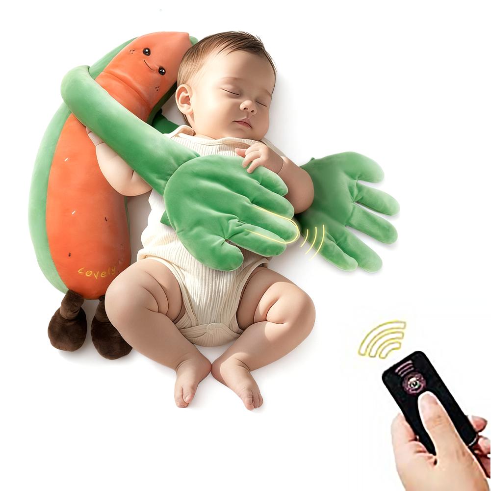 Baby Soothing Palm Pillow with Heartbeat Sound - Anti-Startle Sleep Aid Toy That Simulates Hugging & Back Patting