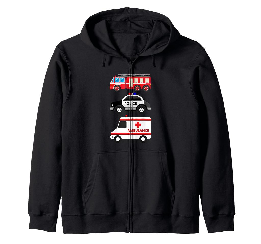 Police Car, Fire Engine, Ambulance, First Responder Design Zip Hoodie
