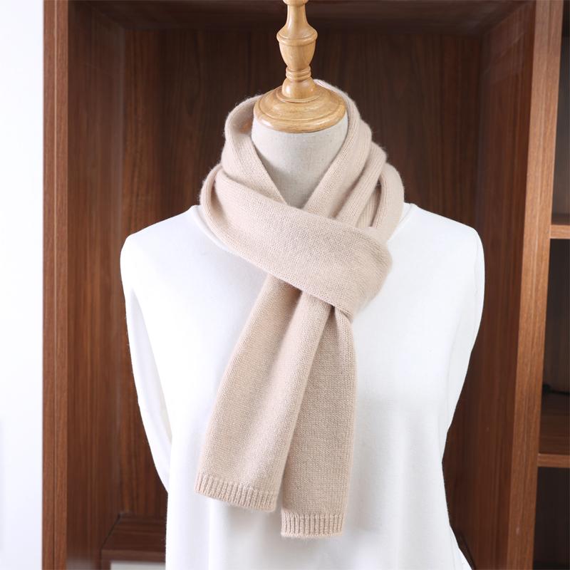 100% Pure Wool Solid Color Knitt Scarf Winter Women'Sthermal Neck Wrap Casual Thick Neckerchief Wraps Soft Warm Dressing Up