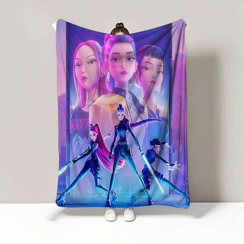 K-Pop Demon Hunters Blanket Hot Anime Flannel Blanket Fan Gift Suitable for Home Leisure Camping Travel Multifunctional Blanket