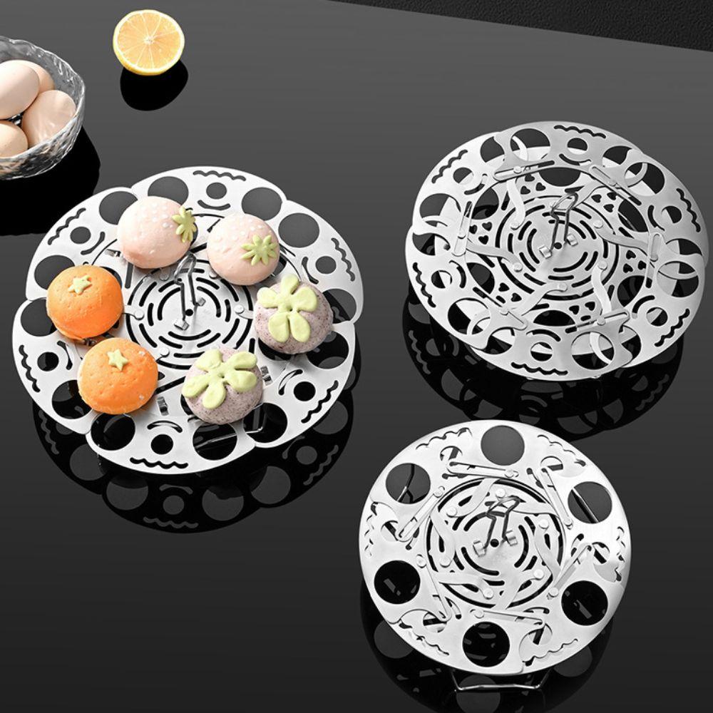 Foldable Rotating Scalable Steamer Removable Handle Stable Base Steam Tray Stainless Steel Universal Steaming Rack Seafood