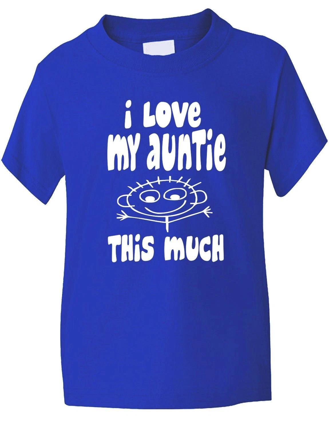 I Love My Auntie This Much Funny Kids Boys Girls T-Shirt Birthday Gift Age 1-13 2XL