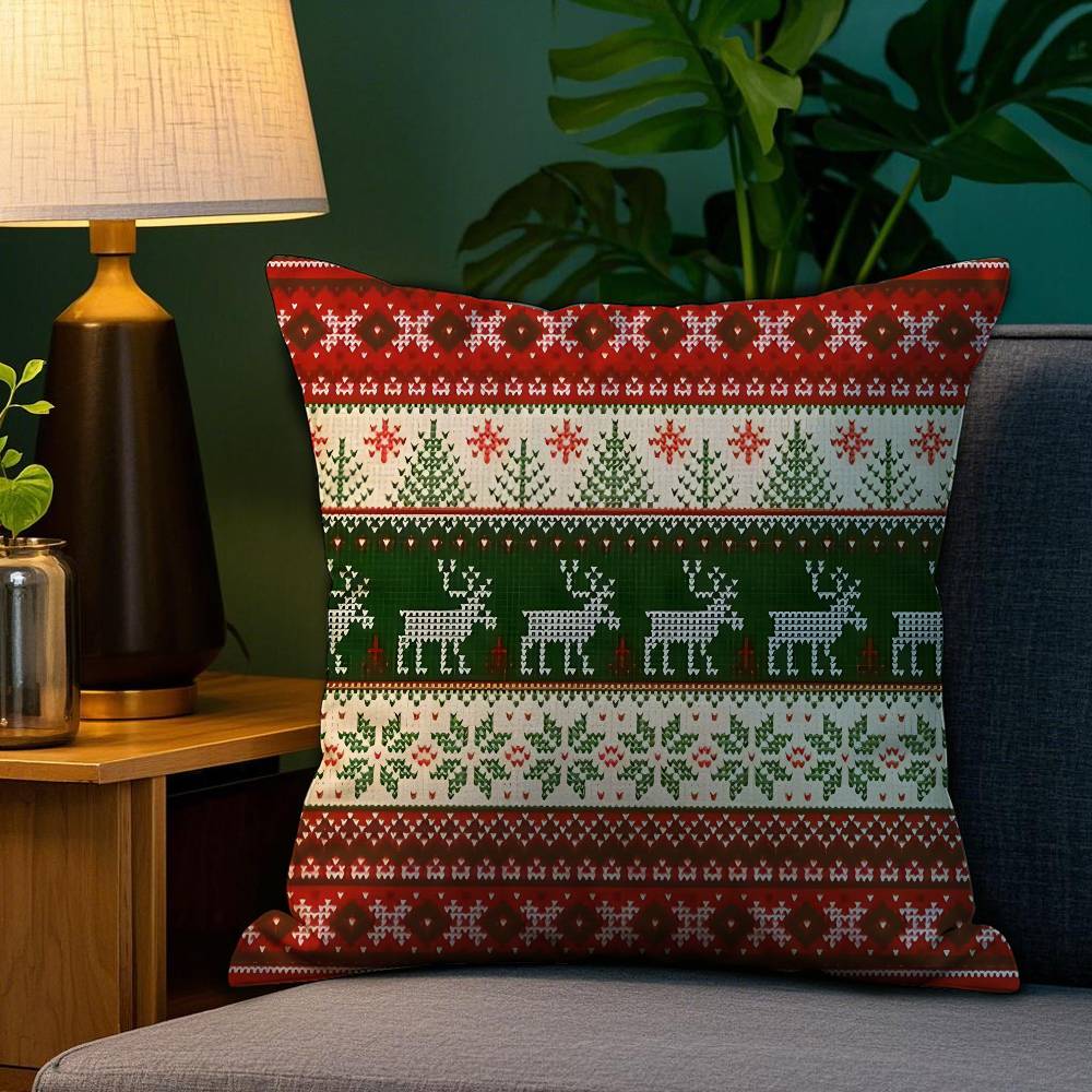 Christmas Plaid Pillow Case Sofa Living Room Bedroom Doublesided Printing Square Cushion Nap Time Pillow Case