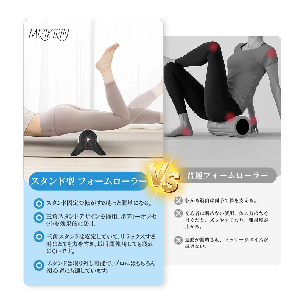 MIZIKIRIN Japan Exclusive Patented Product by SFF Champion and Strength Training Expert xFeatured on Detachable Triangular Stand Type Foam Roller