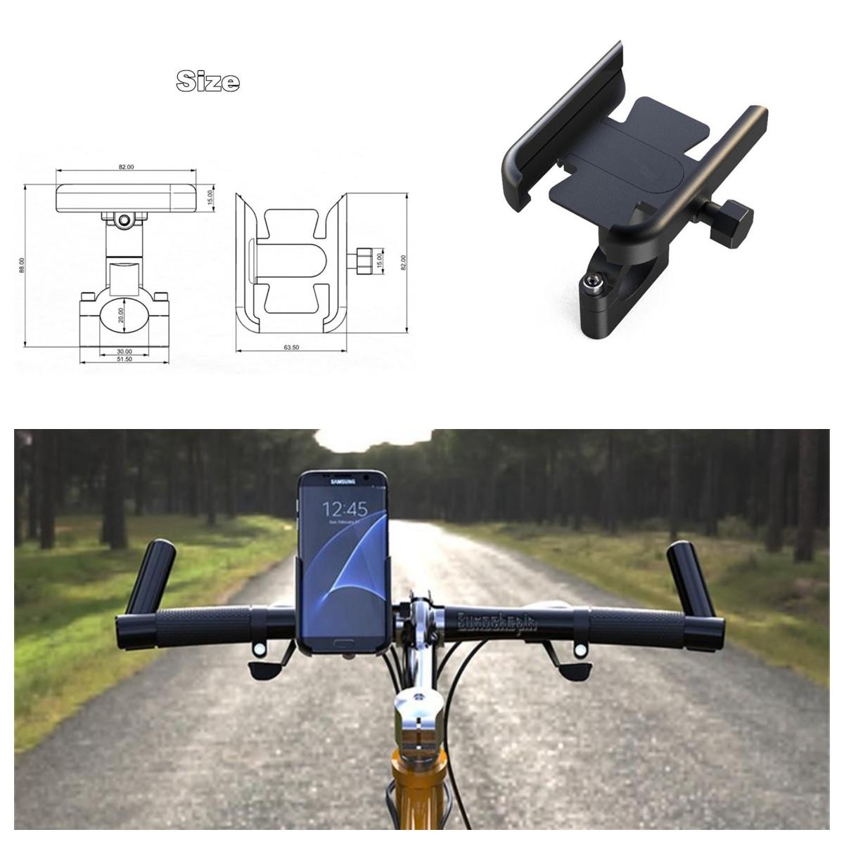 

CNC Aluminum Bicycle Motorcycle Handlebar Phone Holder 360 Degree 4-7 inch New