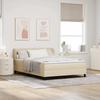 Box Spring Bed with Headboard Cream 160 x 200 cm Fabric