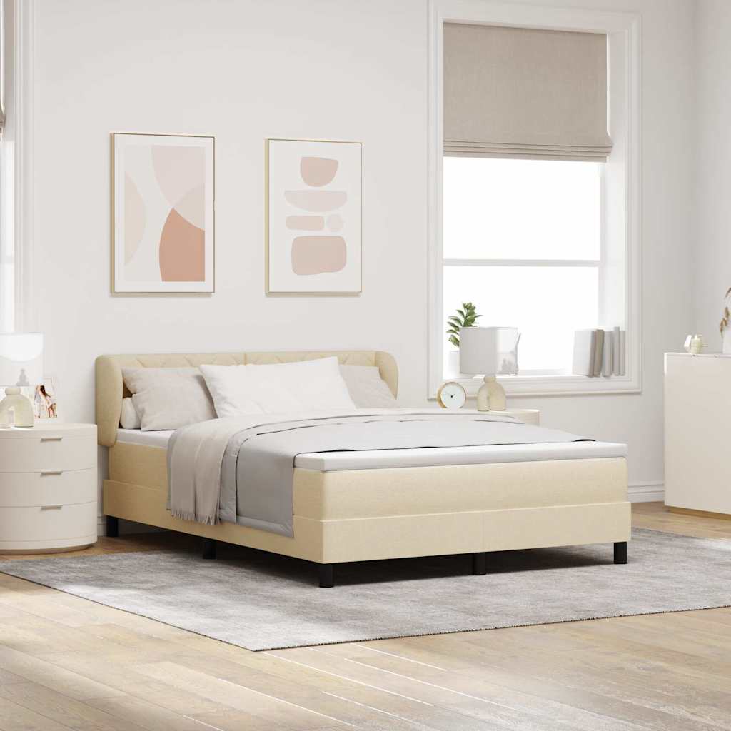 Box Spring Bed with Headboard Cream 160 x 200 cm Fabric