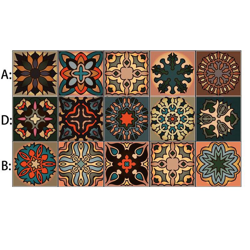 Moroccan Style Peel & Stick Self-adhesive Wall Tiles Vintage Colorful Waterproof Decals for Kitchen Bathroom Living Room Decor DIY Home Stickers