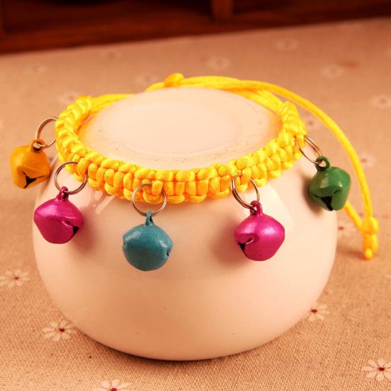 Necklace Adjustable Abrasion Resistance with Bells Woven Rope Pet Collar for Dods