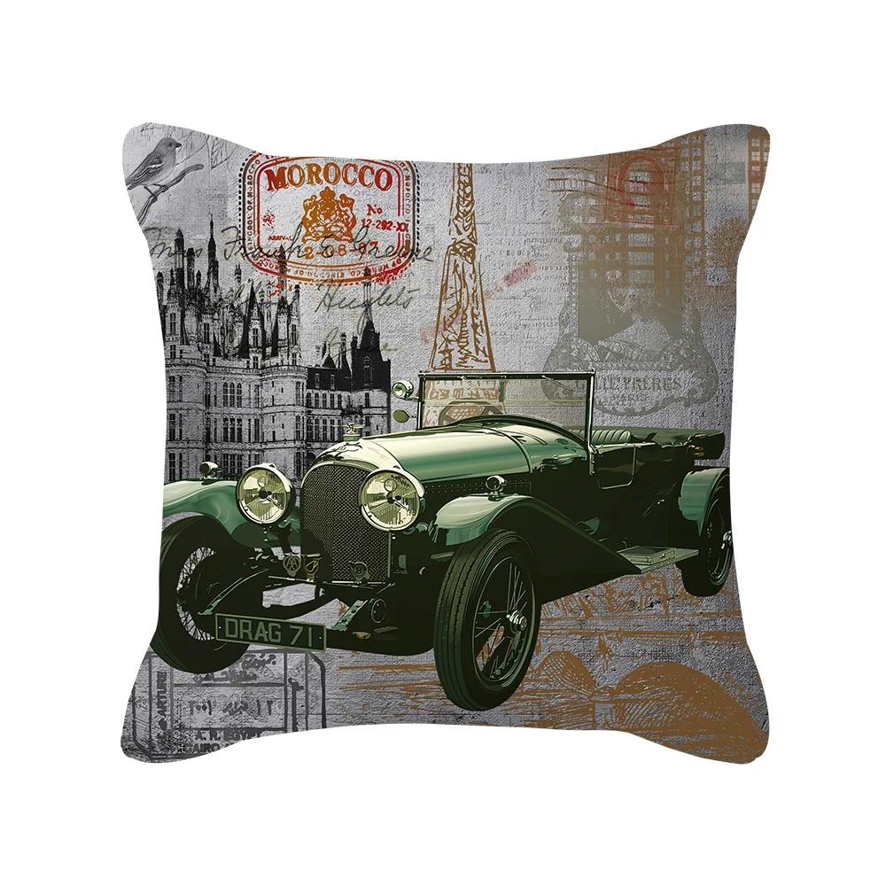 British Style Cushion Cover 18x18 Inches Pillow Case Red Blue Pillow Covers Retro Home Decorations Throw Pillow Case for Couch