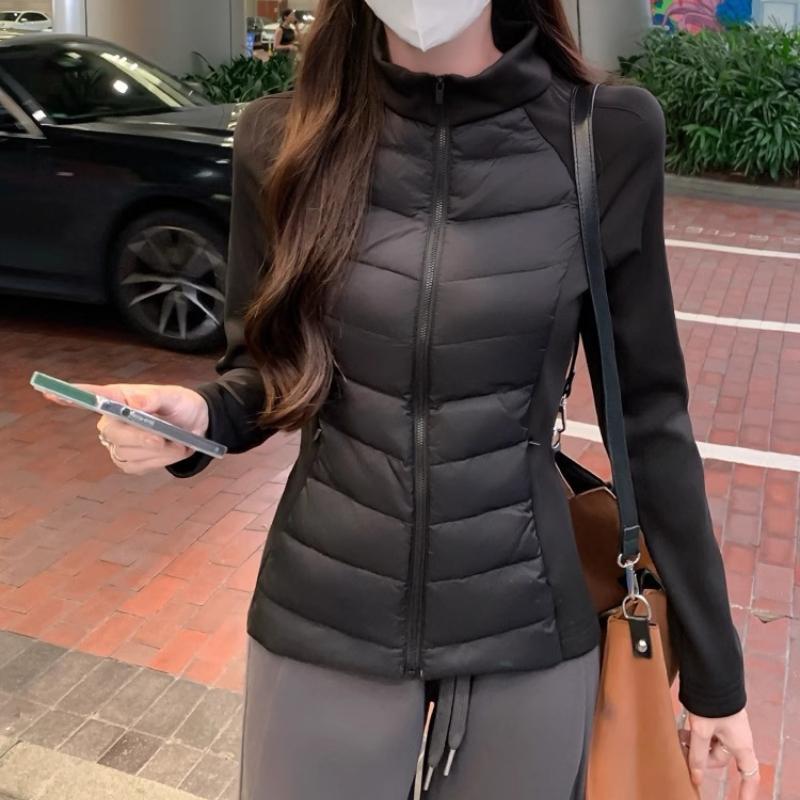 

Белый Тонкий Пуховик для Женщин на Зиму Новый Короткий Приталенный Внутренник Теплая Спортивная Куртка для Йоги XL