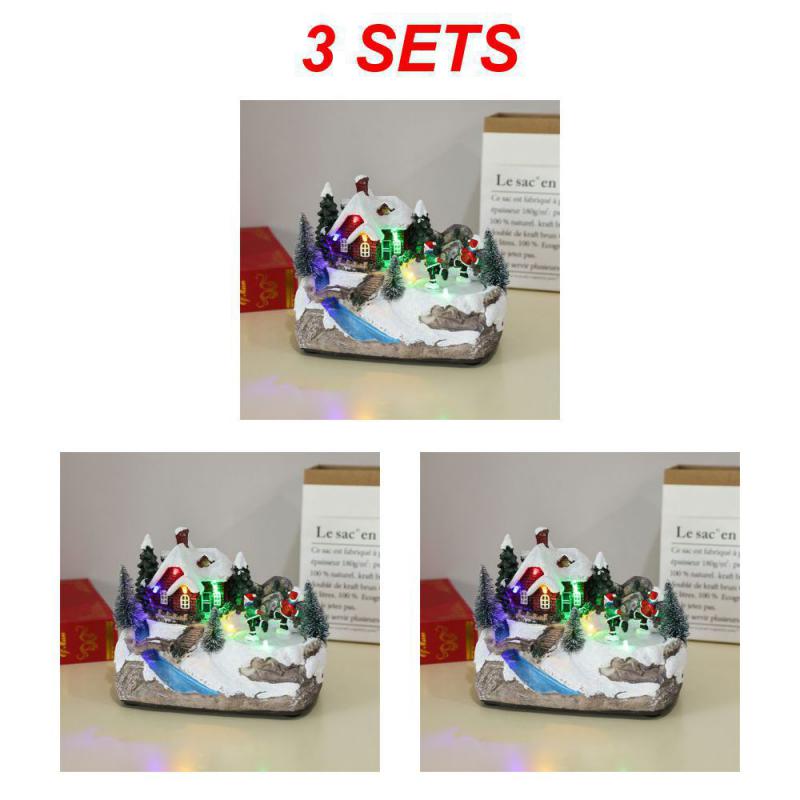 Neue Musik Drehbarer Harzschmuck Weihnachtsszene Geschenk Simulation Schnee Hochwertiges Harz Weihnachten Wasser Fenster Dekoration