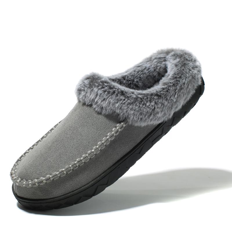 Fashion Home Men Slippers Winter Plush Warm Shoes Men Casual Flat House Indoor Bedroom Cotton Slides Comfort Slippers Men