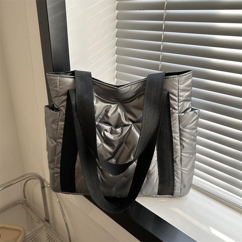 Casual Tote Bag for Women Space Cotton Shoulder Bag Large Capacity Ladies Puffy Handbags Quilted Work Commute