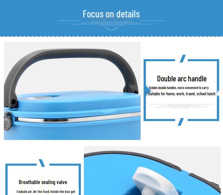 Doppelschichtige isolierte Edelstahl-Bento-Box - Rechteckige Lunchbox mit großem Fassungsvermögen für Studenten