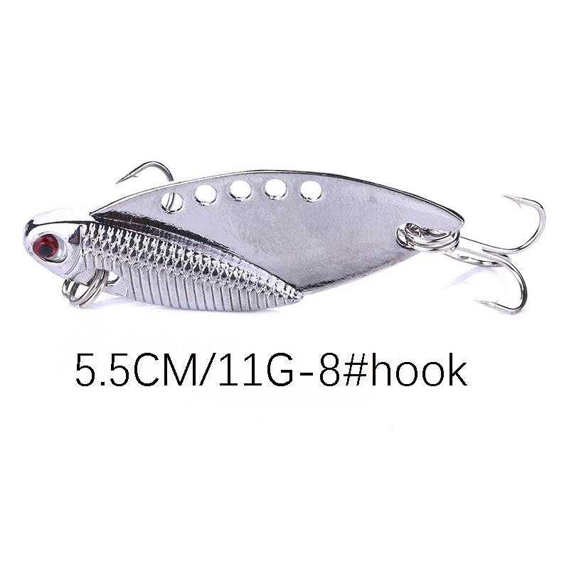 5Pcs Metal VIB 5.5cm/11g Freshwater Lure Sea Bass Croaker Lure Full Swimming Hard Baits Fishing Lures Fake Bait