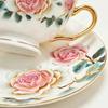 Vintage Rosen Keramik Kaffeetasse und Untertasse Set, Goldrand Porzellan Teetasse, Elegantes Blumenmuster Teetasse für Nachmittagstee Heimdeko Geschenk