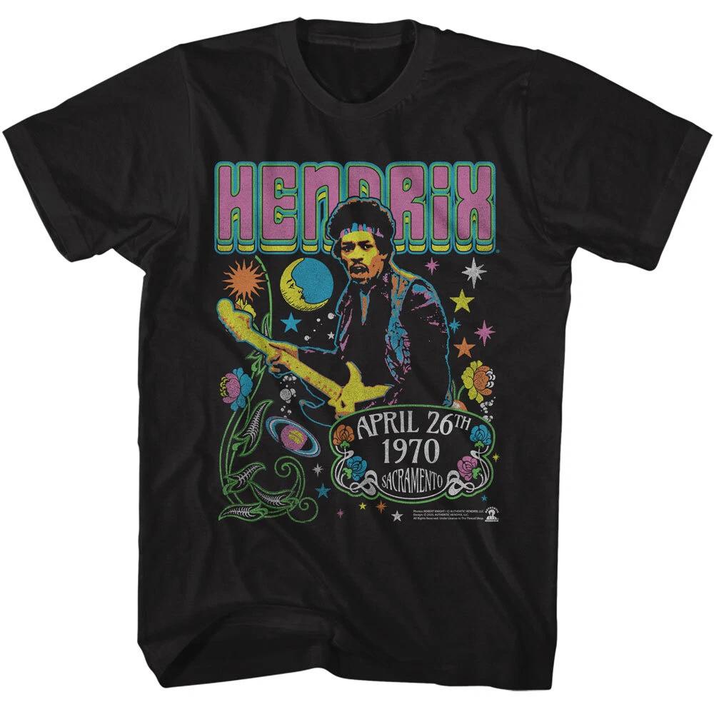 Jimi Hendrix Live April 26th 1970 Sacramento Men s T Shirt Rock Band Music Merch S