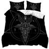 Dark Satanic Duvet Cover Set Satan Goat Inverted Pentagram Skull Bedding Set Full King Size Bed Set Bedroom Comforter Cover Set