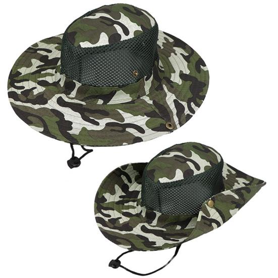 Mode Outdoor Breitkrempig Tarnmuster Fischerhut Bucket Boonie Hut Anti-UV Kappe