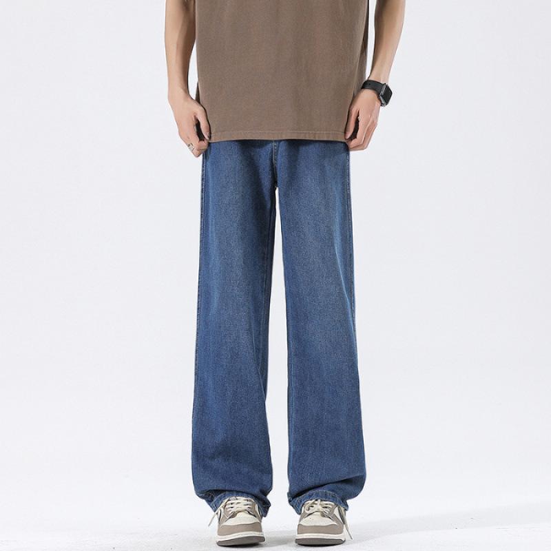 JYL New Wide Straight Jeans for Men, Basic Multicolor Universal Elastic Pants In Spring.