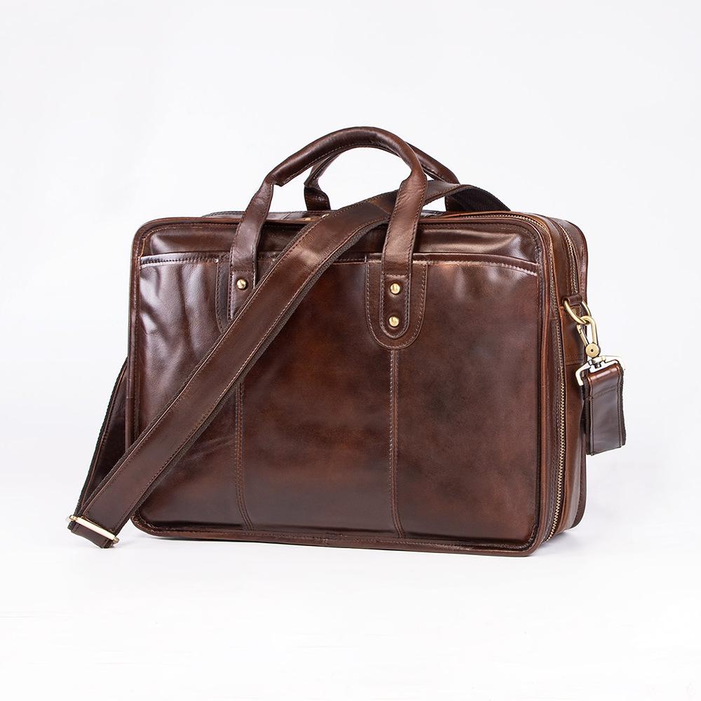 

Jiamida Винтажный мужской портфель для ноутбука из натуральной кожи коричневый