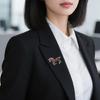 Elegant Equestrian Enamel Brooch with Crystal Accent Metal Pin Fashion Clothing Accessory for Daily Accessorizing