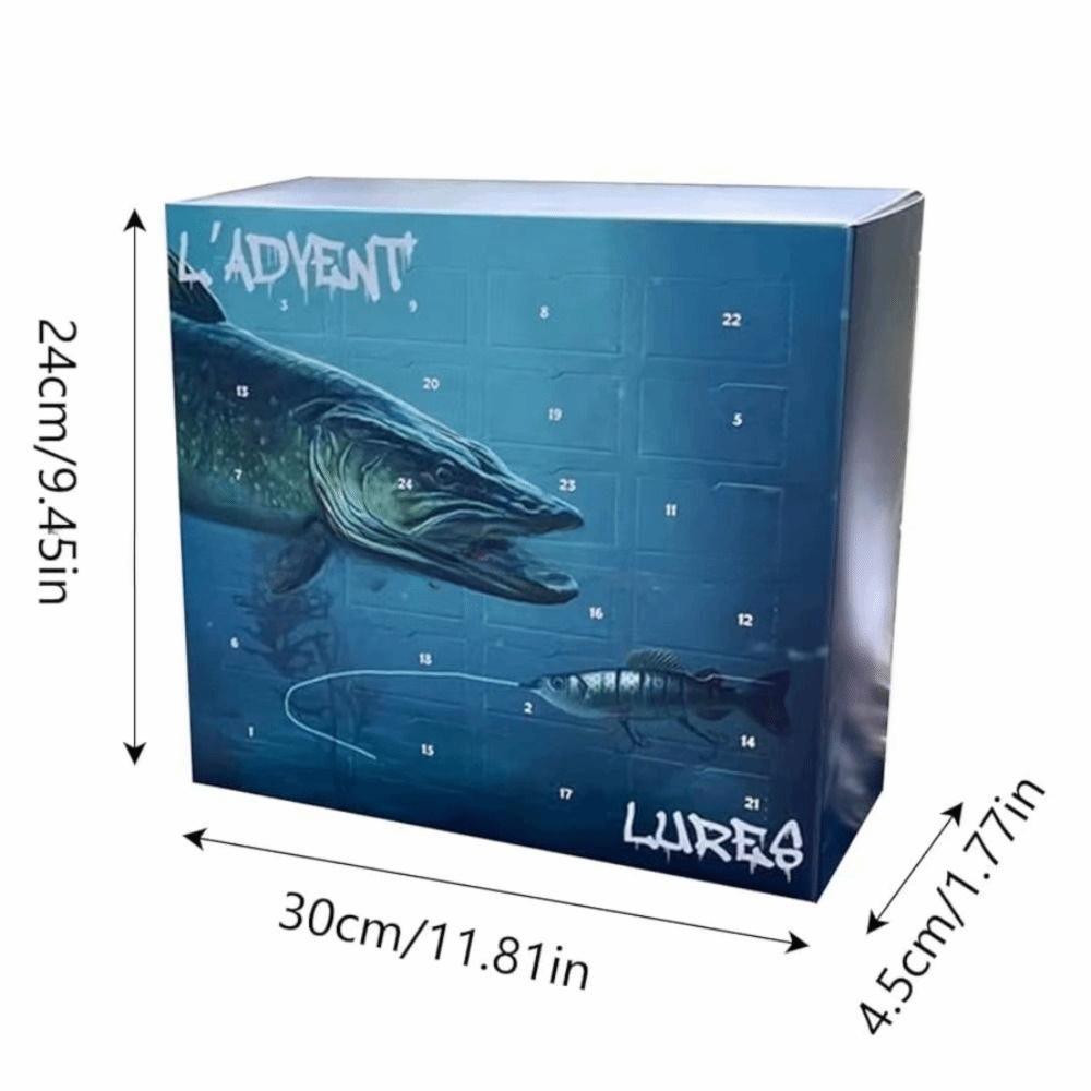 24 Days Countdown Fishing Lure Calendar Realistic Christmas Fishing Calendar  Men