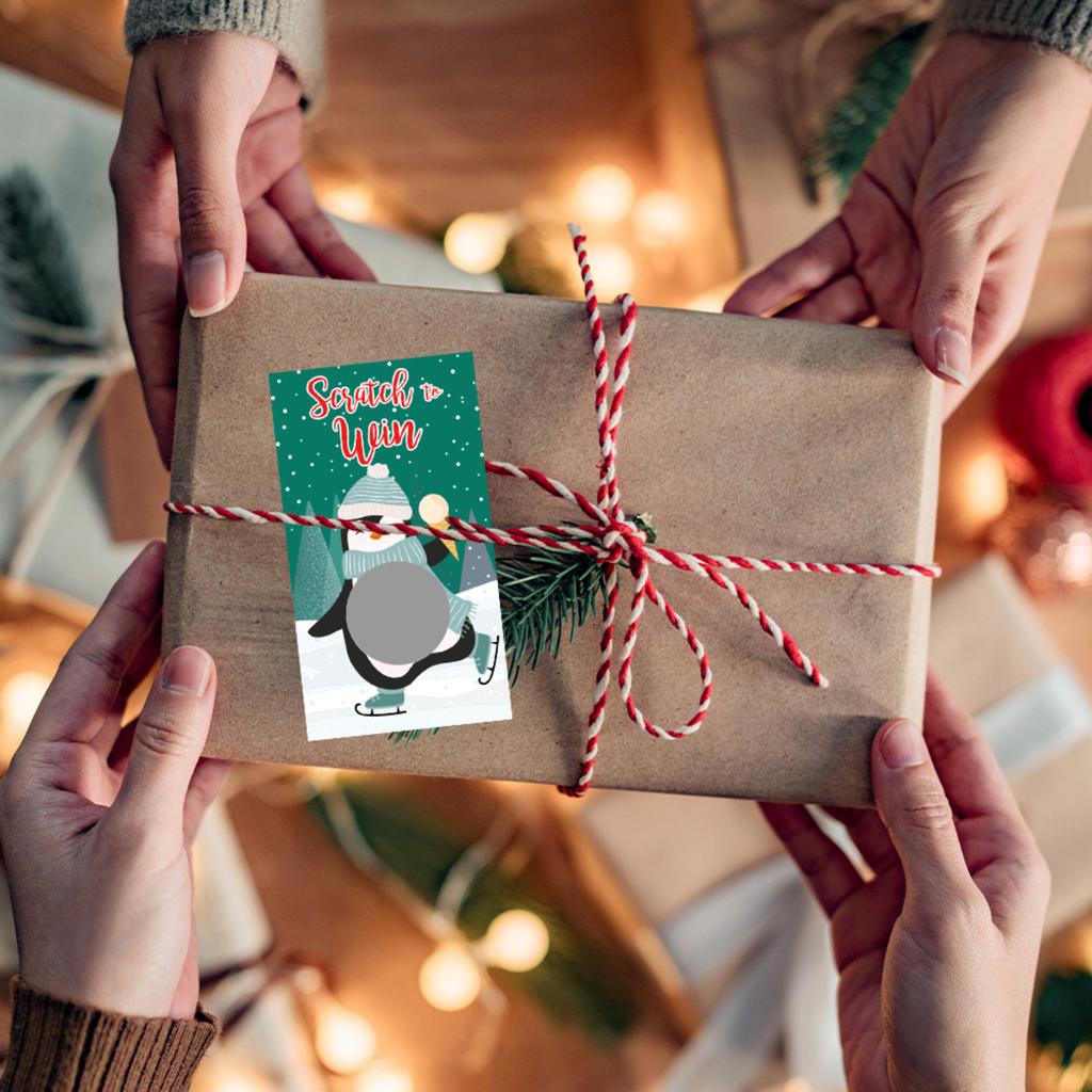 Christmas Party Cartoon Snowman Christmas Tree DIY Raffle Scratch Card Game Card Set