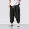 Mens Summer Loose Cotton Linen Drawstring Lantern Pants Plus Size Casual Solid Color Mid Waist Pants