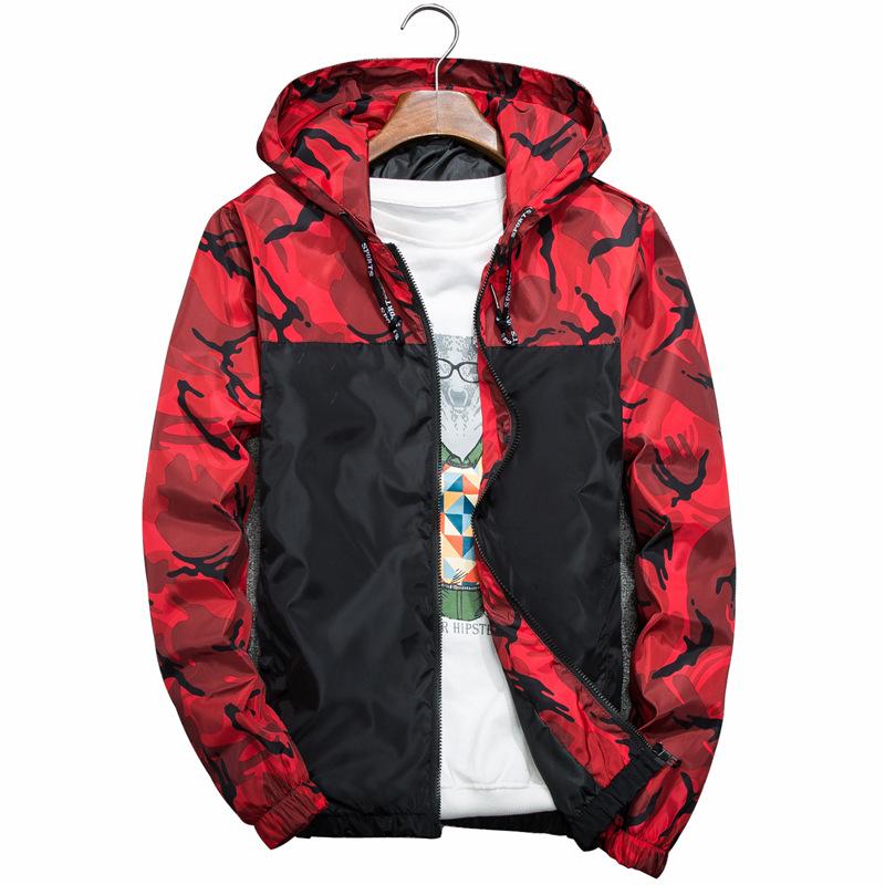 Men's Casual Hooded Bomber Jacket Wind Breaker Spring Autumn Thin Camouflage Hoodies Men Outdoor Youth Fashion Men Top