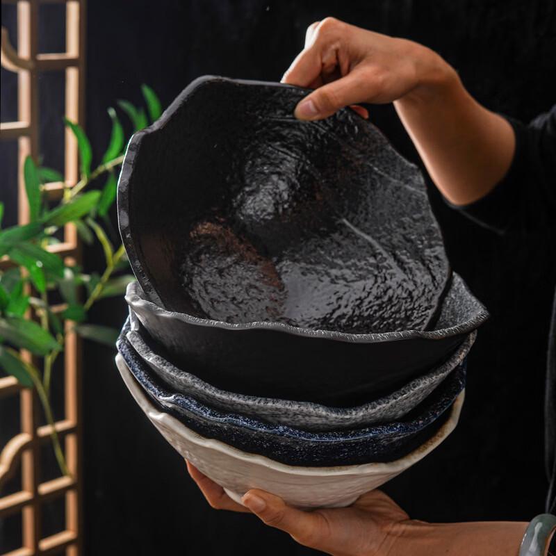 Creative Japanese Irregular Ceramic Slanted Salad Bowl