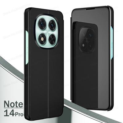 Funda Redmi Note 14 Pro Mirror Flip Stand Case Funda For Xiaomi Redmi Note 13 14 12 Pro Plus 5G 12S Full Cover Protection Bumper