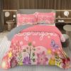 Spring Garden Flower Bedspread for Girls Teen Botanical Floral Coverlet Twin Queen Quilt Set Reversible Grey Quilted Bedding Set
