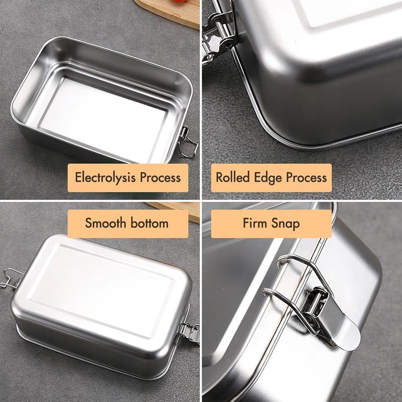 Stainless Steel Portable Lunch Box Bento Food Container Seal School Lunchbox