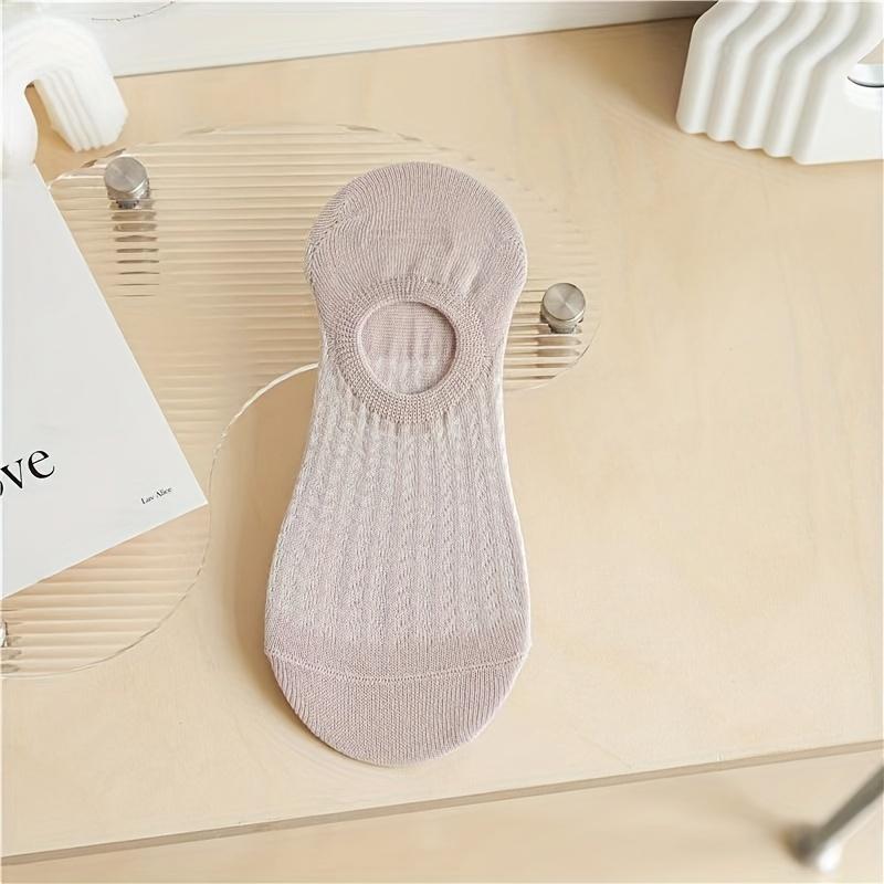 Women Invisible Socks Solid Color Knit Breathable Short Socks