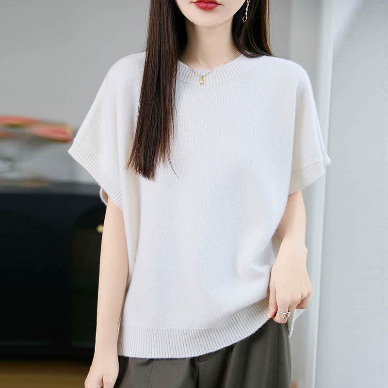 Women's 100% Wool Loose Knit Vest - Round Neck, Autumn/Winter