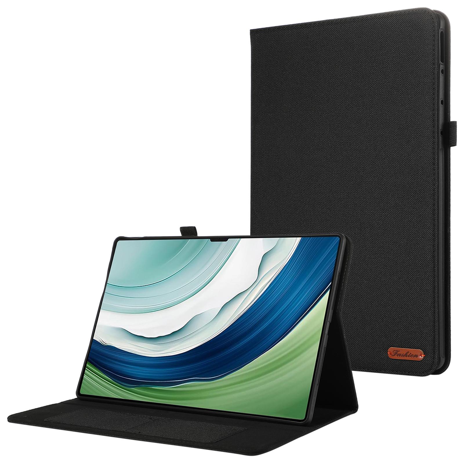 

Для Huawei MatePad Pro 12.2 (2024) Кожаный чехол держатель для карт тканевая текстура подставка для планшета Black