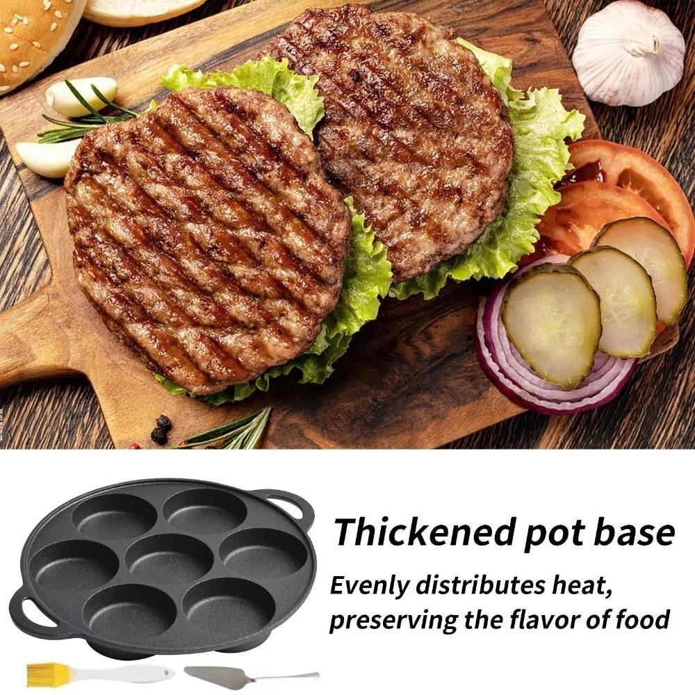 Cast Iron Cast Iron Pancake Pan 7-Hole Grilling Frying  for Breakfast Crepe Steak Pizza Baking