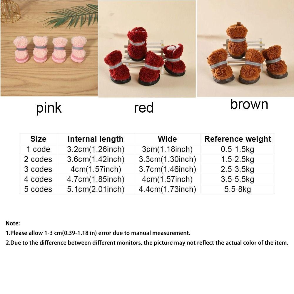 4 pcs/set Warm Dog Cotton Shoes Anti-Scratch Winter Dog Boots Puppy Booties Puppy Footwear  Walking
