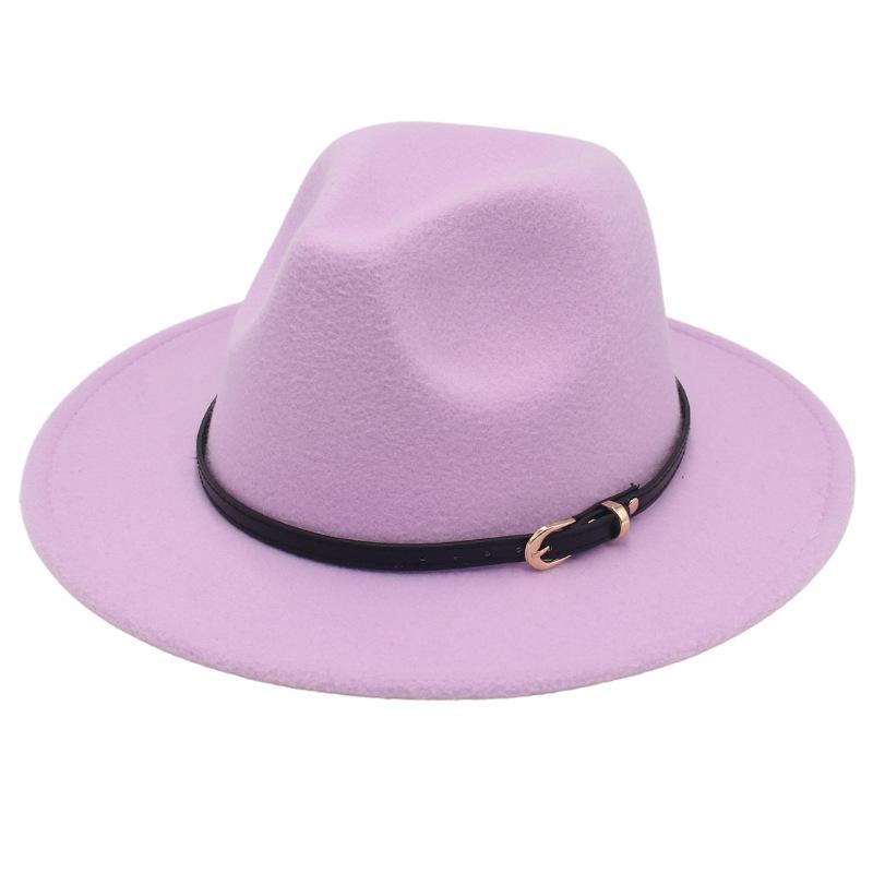 European And American Buckle Accessories Top Hat British Fashion Jazz Hat New Woolen Felt Hat Jazz Hat