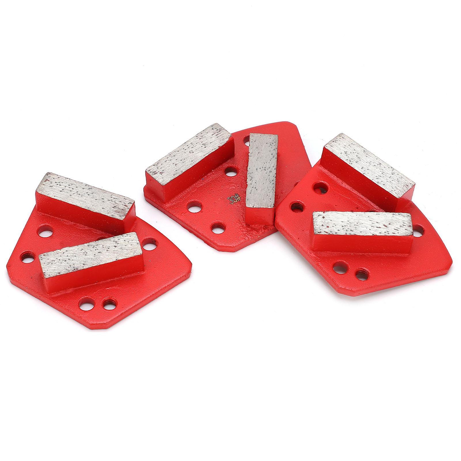 

3Pcs Diamond Grinding Shoes Trapezoid Concrete Cutting 6‑Hole Straight Teeth Red 30#