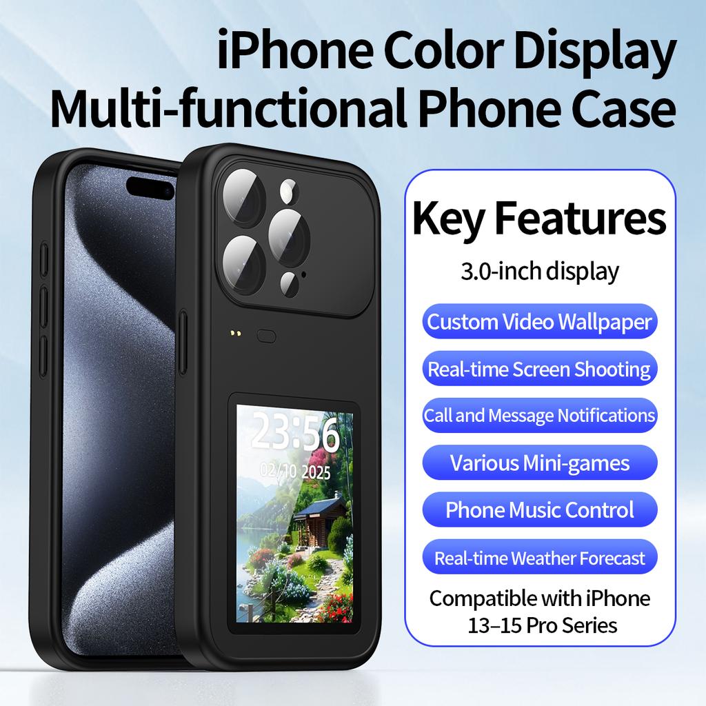 Dynamic Phone Case For Iphone Photo Transfer, Video Playback, Touch Screen, Multifunctional Bluetooth Phone Cover For IPhone 17 16 15
