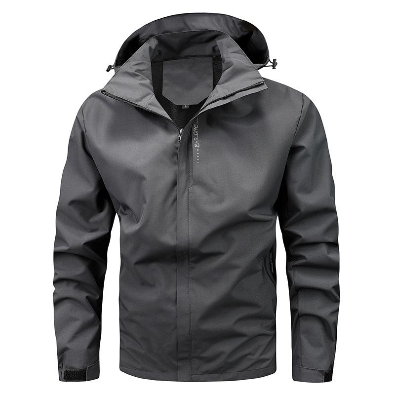 Jacket Men's Trench Coat Spring and Autumn Technology Three-proof Jacket Casual Loose Hooded Professional Outdoor Windproof Jacket