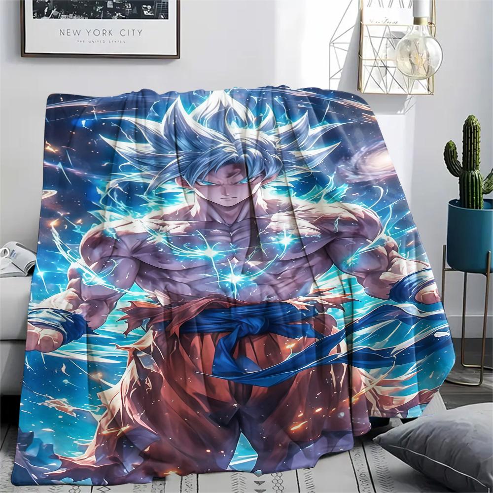 1PC Son Goku Patterned Flannel Blanket Suitable For All Seasons For Home Decor Warmth And Comfort Gifts Holiday Present