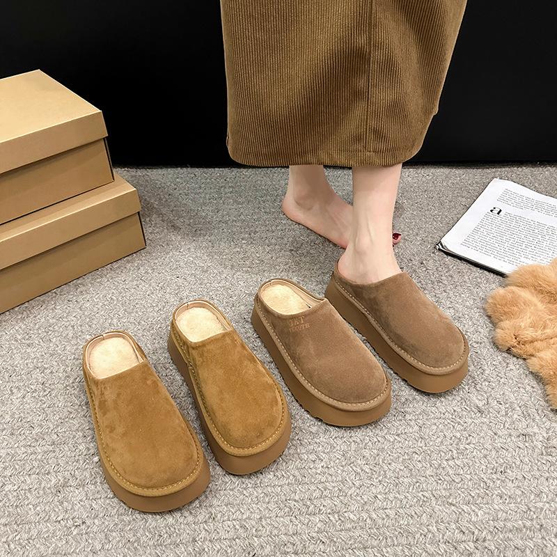 

French temperament thick-bottomed bag head half slippers women s 2024 autumn outer wear new models with skirts lazy Birkenberg bag head drag 35