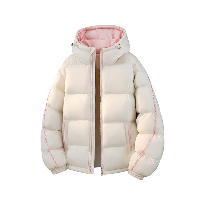 2026 Winter Thick Cotton Couple Puffer Coat Outdoor Color Block Hooded Warm Jacket Men Women