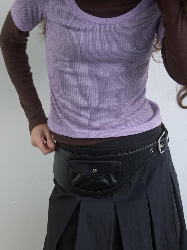 KIJUN Layered Jersey Top Lavender